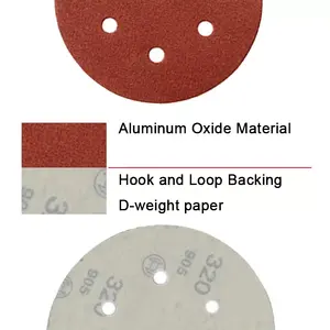뜨거운 판매 5 인치 8 구멍 후크 및 루프 접착제 샌딩 디스크 사포 연삭 및 연마