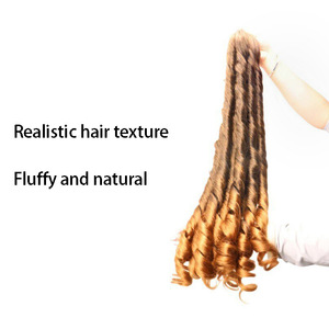 Perruque <span class=keywords><strong>africaine</strong></span> style coréen, cheveux synthétiques à boucles françaises pour tresses, 22'' 240g, double trame machine, filament basse température, effet tresses brutes - Product Image 6