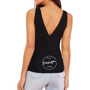 Débardeurs en soie personnalisés OEM Débardeur de sport pour femmes, col en V, en coton, confortable, couleur unie - Product Image 6