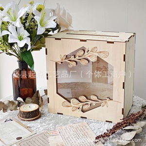 Nueva caja de almacenamiento de madera creativa para envíos internacionales, caja de almacenamiento para tarjetas de mensaje de boda, caja de almacenamiento para postales de madera maciza - Product Image 4