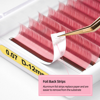 Plateaux d'extensions de cils classiques en soie, pbt coréen personnalisé, couleur 0.10 0.15 0.20 C D curl mat noir rose bleu violet marron