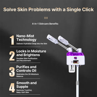 Vaporizador Facial Nano Frío y Caliente de Doble Tubo 800W con Altura Ajustable para Salón y Hogar, Máquina de Hidratación de la Piel