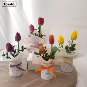 Tondo çiçekçi sevgililer günü gül Mini boy yuvarlak kağıt çiçek kutusu çiçek