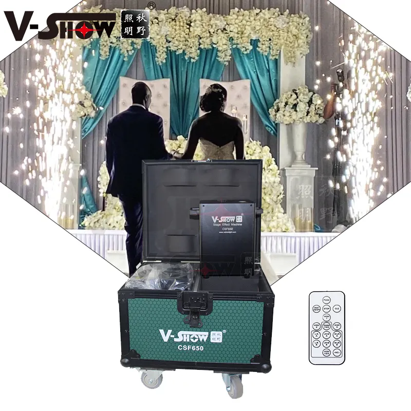 V-शो के साथ 2pcs 650W Sparkler मशीन Flightcase DMX रिमोट शादी प्रभाव ठंड स्पार्क आतशबाज़ी मशीन