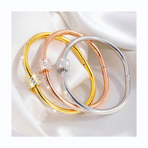 Fashionable and Versatile Small <strong>Waist</strong> Open Women's <strong>Bracelet</strong> Light Luxury Style High-end All-diamond Stainless Steel <strong>Bracelet</strong> - Product Image 1