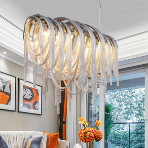 Lámpara de Araña LED de Aluminio Moderna Nórdica, Decoración para el Hogar, Blanca 4000K, Altura Ajustable, para <span class=keywords><strong>Restaurante</strong></span>, Sala de Estar - Product Image 1