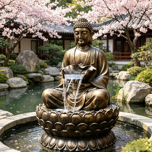 Décoration extérieure moderne métal Bronze fontaines d'eau grandeur nature cuivre Bronze laiton <span class=keywords><strong>Bouddha</strong></span> <span class=keywords><strong>fontaine</strong></span> de jardin - Product Image 4