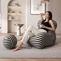 Canapé moderne en mousse de polyuréthane, fauteuil lounge surdimensionné, compressé sous vide, sans cadre, à rayures, pour salon, mobilier de maison