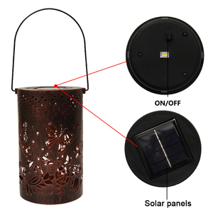 Lámpara <span class=keywords><strong>Solar</strong></span> LED portátil para exteriores, luz de jardín con diseño de mariposa, rosa, flor hueca, venta al por mayor - Product Image 3