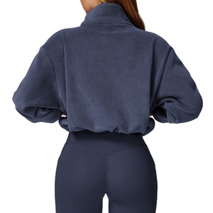 Chaqueta térmica a prueba de viento con cuello levantado de Otoño/Invierno para mujer Chaqueta deportiva con forro polar para correr con cordón de lana - Product Image 2