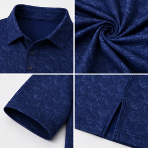 Polo de golf personnalisé pour homme avec motif tonal, anti-humidité, séchage rapide, extensible dans les 4 sens, OEM ODM Marque Privée - Product Image 3