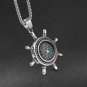 Collar de Cadena de Acero Inoxidable Vintage para Hombre, Colgante de Brújula Posicionable de Moda, Joyería Hip-Hop para Hombre de Alta Calidad - Product Image 3