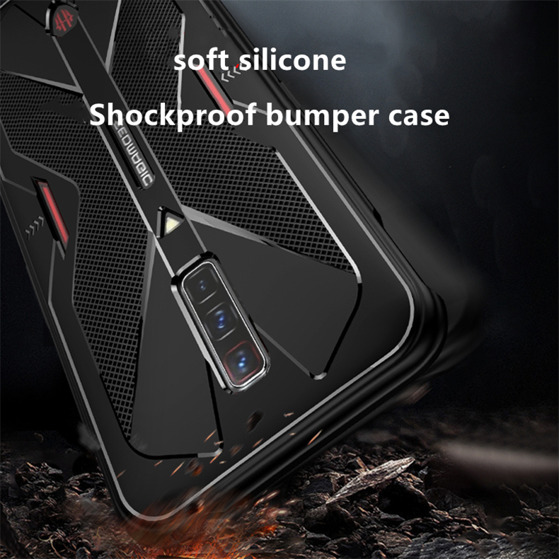 GIOPUEY Cover per Nubia Red Magic 7 / 7S, Trasparente PC + Silicone TPU
