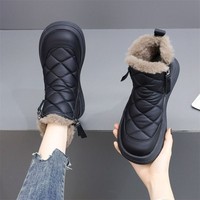 Bottes d'hiver pour femmes - Mi-mollet, imperméables, thermiques, confortables, doublées de polaire, en cuir artificiel, semelle intermédiaire en fourrure, doublure en microfibre