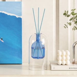 Bouteille diffuseur à roseaux en verre bleu à double paroi 165 ml, vide, pour diffuseur d'arômes, vase décoratif pour la <span class=keywords><strong>maison</strong></span>, conteneur de parfum, cadeau décoratif - Product Image 5