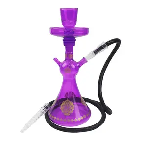 ¡Venta al por mayor China! hukka, cigarrillo sheesha, accesorios portátiles para fumar, Cachimba de shisha de cristal púrpura