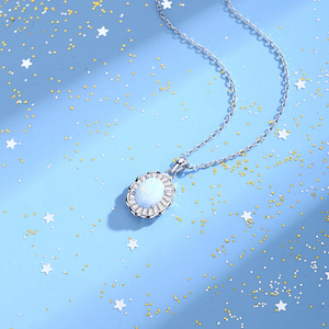 Fashion Women's Jewelry 925 Sterling Silver <b>Opal</b> Pendant <b>Necklace</b> Rhodium Plated Oval Bezel Setting Link Chain Everyday Wear - Product Image 5