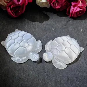 Wholesale Natural Healing Stone Crystal Carvings Beautiful Selenite Turtle For Decoration