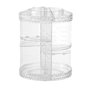 Organisateur de maquillage rotatif à 360° en PET, 7 niveaux réglables, texture diamant, support de rangement cosmétique transparent, présentoir de coiffeuse - Product Image 4
