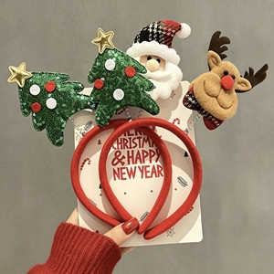 Fascia per capelli natalizia di Babbo Natale con corna 3D, copricapo per feste, personalizzabile all'ingrosso - Product Image 2