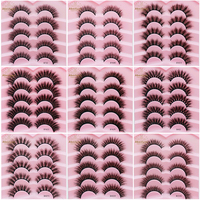 Abestyou 5 paires de cils de vison 3D à bande mince en faux vison cils moelleux doux et épais cils vaporeux dramatiques faux cils maquillage