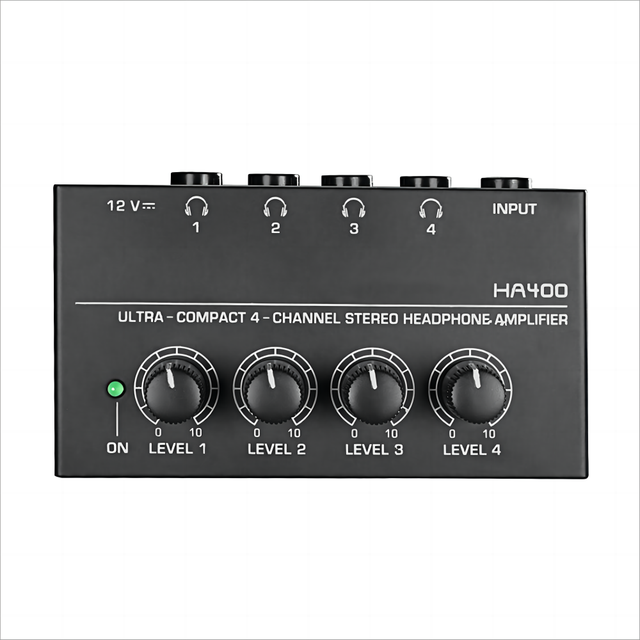 HA400 4 Channels Stereo Headphone Amplifier/headphone Distributor Black Metal Portable Headphone Power Amplifier Audio Product