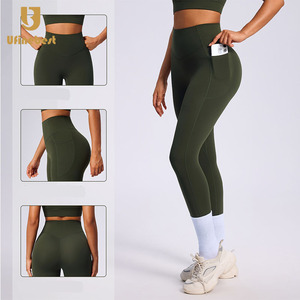 Leggings <span class=keywords><strong>Sportivi</strong></span> da Donna a Vita Alta con Tasca, 68% Nylon 32% Spandex, con Vita Elastica a V, Tinta Unita, Aderenti ed Elasticizzati per Fitness e Yoga - Product Image 2