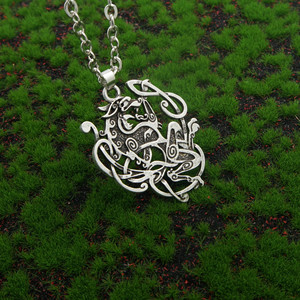 Collar con Colgante de Esqueleto Vikingo, Triskelion Medieval, Dragón, Joyería Animal Triple Celta, Cadena de Cuerda - Product Image 5