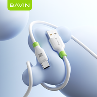 Câble USB universel pour téléphone portable BAVIN, excellent matériau en silicone doux pour la peau, CB412, 18W