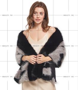 Châle de luxe rayé en fausse fourrure de renard pour femme, élégant manteau cape chaud d'hiver, écharpe respirante et écologique MASDB 140cm - Product Image 4