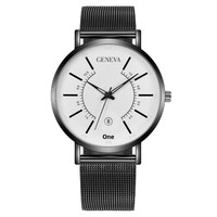 Jam Tangan Pria Quartz Geneva Fashion Ramah Lingkungan Warna Biru dengan Kalender, Tali Akrilik, Grosir Terlaris Perdagangan Luar Negeri Satu Unit