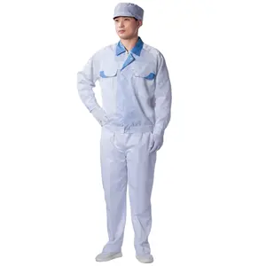 CANMAX מותאם אישית פוליאסטר סיבי כחול esd מעבדה מעיל חלוק Esd אלקטרוניקה במפעל בגדי בתמיסה סדנת מעבדה שמלה ESD בגדים