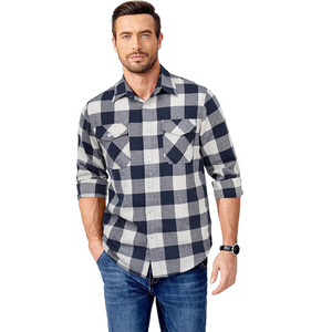 เสื้อเชิ้ตผ้าฝ้ายฟลานเนลลำลองสำหรับผู้ชาย แขนยาว ลายสก็อต ติดกระดุม มีกระเป๋า ป้องกันรอยยับ เนื้อผ้านุ่ม เหมาะสำหรับทำงาน - Product Image 3