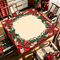 Tapis de Mahjong Vintage de Noël avec motif Père Noël, rennes, couronne et ruban, tapis de jeu de table, tapis de jeu festif, cadeau pour la maison et les fêtes