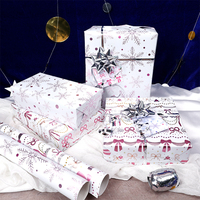 Papier d'emballage cadeau de Noël en gros, papier métallisé, rouleau enduit 43x300cm