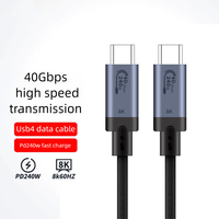 Cable USB 4.0 Tipo-C, Transferencia de Datos de 40 Gbps, Pantalla de 8K/60 Hz, Carga Rápida PD240W 5A, Conductor de Cobre Puro, Nailon, Cámara, Computadora