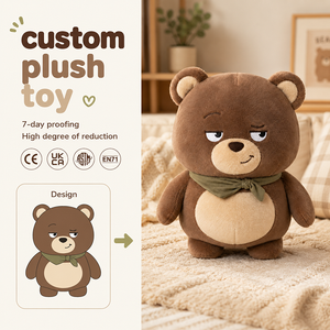 Orsetto di peluche personalizzato di piccole dimensioni, marrone, con squeaker, personaggio cartone animato, orsetto di peluche, statuetta animale - Product Image 1