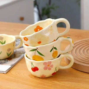 Tasses à café en céramique, tasses à thé au lait irrégulières façonnées à la main, style coréen, mug à petit-déjeuner pour la cuisine - Product Image 4