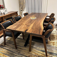 Table en bois massif à bord naturel, design moderne, prix d'usine, pour cuisine, bureau à domicile, restaurant, salle à manger