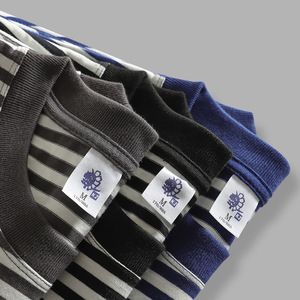 T-shirt a Maniche Lunghe Autunnale 280gsm Pesante a <span class=keywords><strong>Righe</strong></span> <span class=keywords><strong>Blu</strong></span> <span class=keywords><strong>e</strong></span> <span class=keywords><strong>Bianche</strong></span> per Coppia, Maglia Casual Larga da Uomo <span class=keywords><strong>e</strong></span> <span class=keywords><strong>Maglietta</strong></span> Base da Donna - Product Image 2