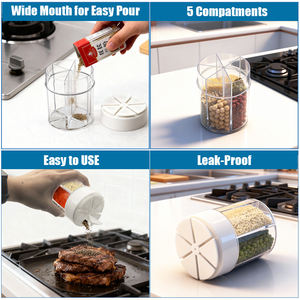 ขวดเครื่องปรุงรสพลาสติกแบบประหยัดพลังงาน ขนาด 9 ออนซ์ 6 in 1 พร้อมฝาปิดผนึก สำหรับใส่เครื่องปรุงรส ย่างบาร์บีคิว - Product Image 4