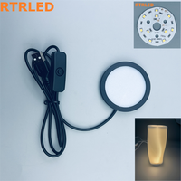 Lampe LED Puck 5V USB 4000K - Boîtier noir et câble noir - Kit de lampe LED Bambu Lab 001 - Downlight LED - Lampe de nuit imprimée en 3D