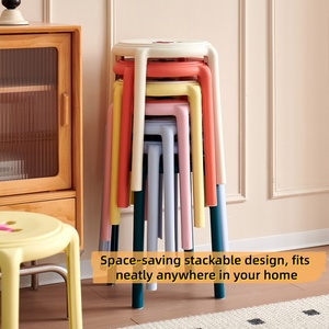 Taburete Apilable de Plástico Premium con Diseño de Botones, Multicolor, Ahorra Espacio, Redondo, para Hogar, <span class=keywords><strong>Cocina</strong></span>, Sala de Estar, Oficina - Product Image 2