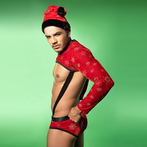 Costume de Noël <span class=keywords><strong>sexy</strong></span> en velours rouge de haute qualité pour hommes, sous-vêtements <span class=keywords><strong>sexy</strong></span> en gros - Product Image 3
