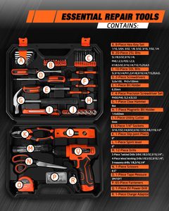 IFIXPRO 139 Piece 8V Cordless Tool Kit Power Tool Kit <b>Set</b> for General Home Repair Tool Kit Household General Repair Tool Kit - Product Image 3