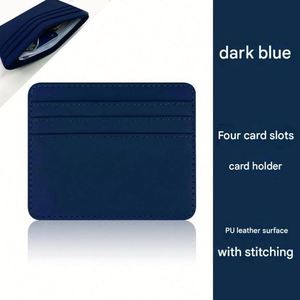 Porte-cartes multi-cartes en similicuir de couleur unie, porte-cartes à 4 emplacements, porte-monnaie, designs de logo personnalisés - Product Image 6