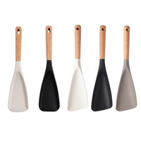 Ustensiles de cuisine en silicone résistant à la chaleur, cuillère de cuisson antiadhésive, lève-casserole, poignée en bois bleu durable, compatible lave-vaisselle et micro-ondes