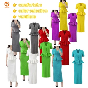 Vestido de Mujer 6036, Fabricante Directo de Fábrica, <span class=keywords><strong>Vestidos</strong></span> de Punto para Oficina y Uso Diario, Vestido de Dos Piezas con Cuello en V y Volantes Personalizado al por Mayor - Product Image 2