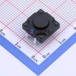 YTS1K0071CBT00 Tactile Switch Through hole Component THT,12x12mm Switch Single Pole Single Throw Round Button 1.6N Through Hole - Product Image 1