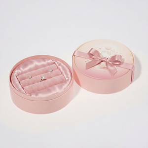 Boîte cadeau de la Saint-Valentin ronde en deux parties avec impression UV, boîte à bijoux de luxe personnalisée avec couvercle et base, avec insert en ruban - Product Image 3